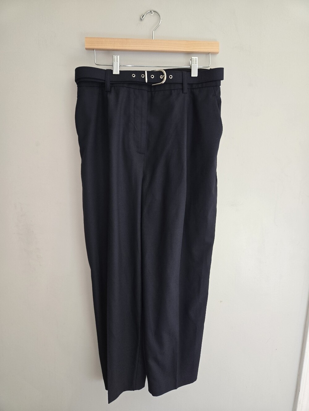 Reiss Blue Belted Ankle Pants US 8 NWT Office Siren Clean Girl Tailored Luxury